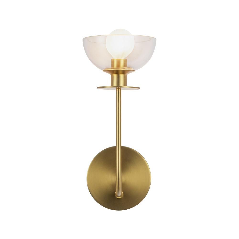 Sylvia 5-in Brushed Gold/Clear Glass 1 Light Wall Vanity