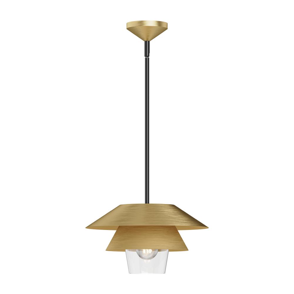 Tetsu 13-in Brushed Gold/Clear Glass 1 Light Pendant