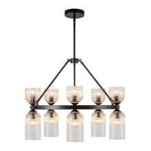 Alora Lighting CH442626MBCR - Nelly 26-in Matte Black/Clear Ribbed Glass Socket Chandelier