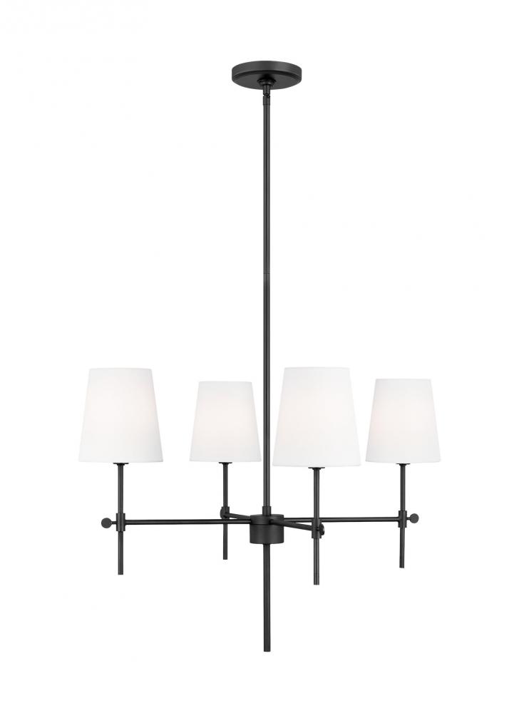 Baker modern 4-light indoor dimmable small ceiling chandelier pendant light in midnight black finish