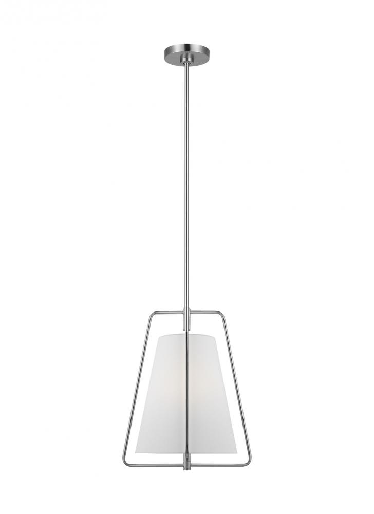 Allis modern industrial LED 1-light indoor dimmable pendant in brushed nickel silver finish with whi