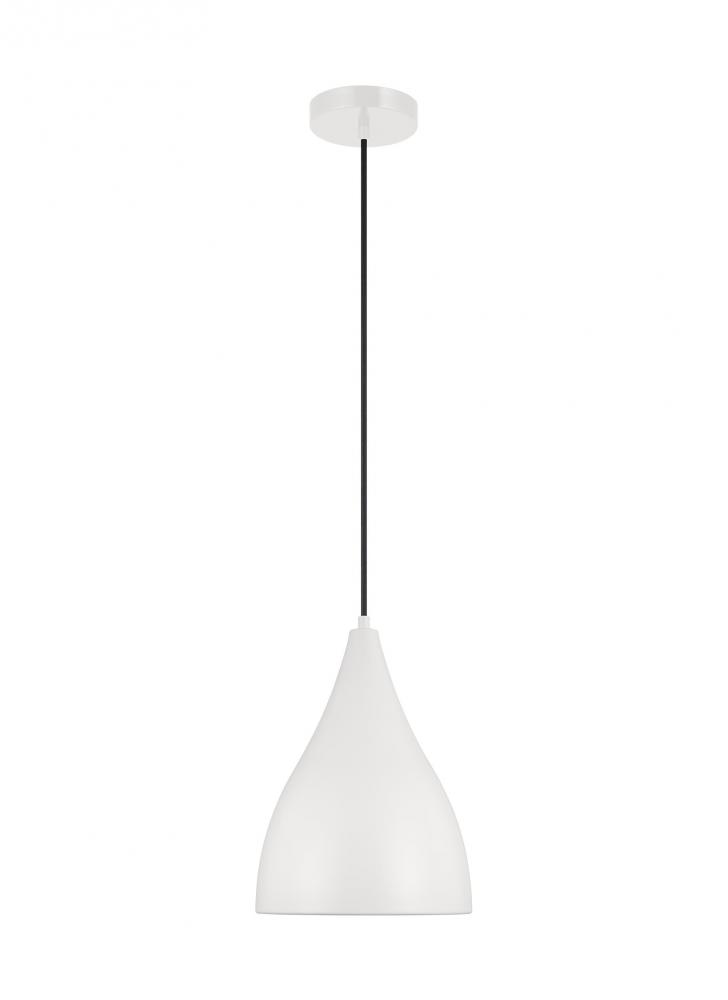 Oden modern mid-century 1-light indoor dimmable small pendant in matte white finish with matte white