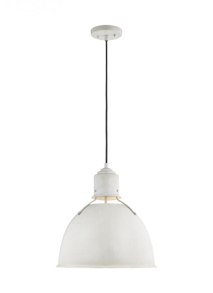 Huey modern 1-light indoor dimmable ceiling hanging single pendant light in antique white finish wit