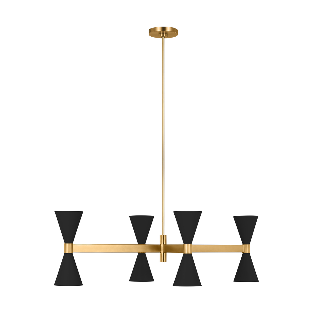 Albertine mid-century modern 8-light indoor dimmable linear ceiling chandelier in midnight black fin