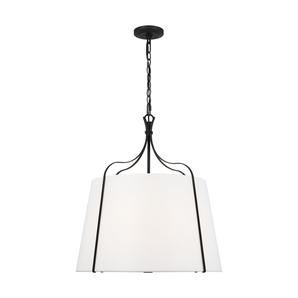 Leander transitional 4-light indoor dimmable large hanging shade pendant in smith steel grey finish