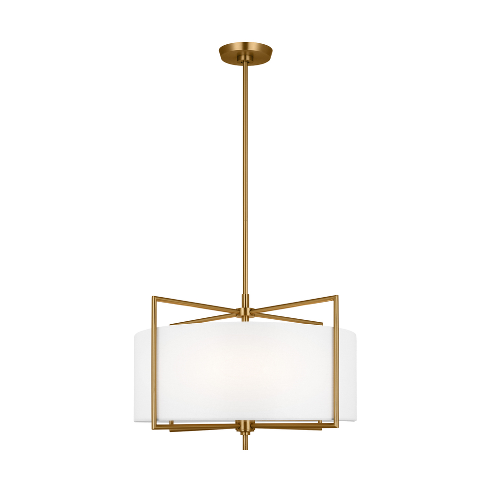 Perno midcentury 4-light indoor dimmable medium hanging shade ceiling pendant in burnished brass gol