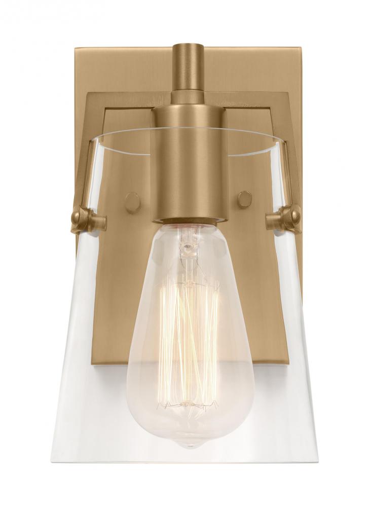 Crofton Modern 3-Light Bath Vanity Wall Sconce in Satin Brass Gold With  Clear Glass Shades