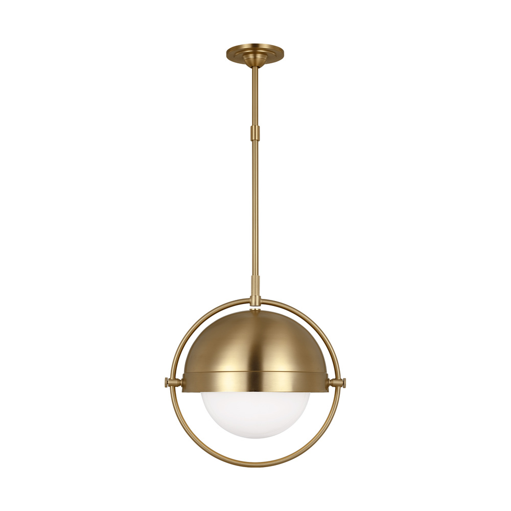 Bacall transitional 1-light indoor dimmable large ceiling hanging pendant in burnished brass gold fi