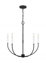 Visual Comfort & Co. Studio Collection 3167105-112 - modern farmhouse 5-light indoor dimmable chandelier in midnight black finish