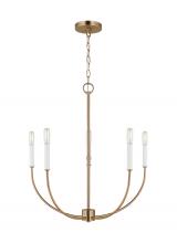 Visual Comfort & Co. Studio Collection 3167105-848 - modern farmhouse 5-light indoor dimmable chandelier in satin brass gold finish