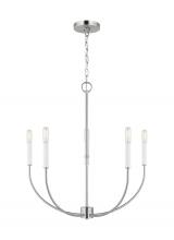 Visual Comfort & Co. Studio Collection 3167105-962 - modern farmhouse 5-light indoor dimmable chandelier in brushed nickel silver finish