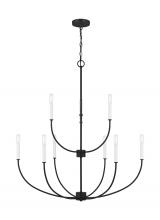 Visual Comfort & Co. Studio Collection 3167109-112 - modern farmhouse 9-light indoor dimmable chandelier in midnight black finish