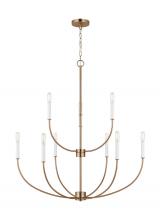 Visual Comfort & Co. Studio Collection 3167109-848 - modern farmhouse 9-light indoor dimmable chandelier in satin brass gold finish