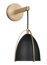 Visual Comfort & Co. Studio Collection 4151701EN3-848 - Norman modern 1-light LED indoor dimmable bath vanity wall sconce in satin brass gold finish with mi
