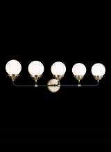 Visual Comfort & Co. Studio Collection 4487905EN-848 - Cafe mid-century modern 5-light LED indoor dimmable bath vanity wall sconce in satin brass gold fini