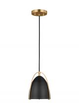 Visual Comfort & Co. Studio Collection 6151701-848 - Norman modern 1-light indoor dimmable mini ceiling hanging single pendant light in satin brass gold