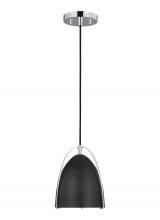 Visual Comfort & Co. Studio Collection 6151701EN3-05 - Norman modern 1-light LED indoor dimmable mini ceiling hanging single pendant light in chrome silver