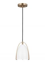 Visual Comfort & Co. Studio Collection 6151801EN3-848 - Norman modern 1-light LED indoor dimmable mini ceiling hanging single pendant light in satin brass g