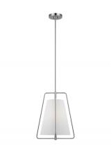 Visual Comfort & Co. Studio Collection 6507401-962 - Allis modern industrial 1-light indoor dimmable pendant in brushed nickel silver finish with white l