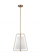 Visual Comfort & Co. Studio Collection 6507401EN3-848 - Allis modern industrial LED 1-light indoor dimmable pendant in satin brass gold finish with white li