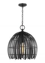 Visual Comfort & Co. Studio Collection 6522701-112 - Hanalei contemporary small 1-light indoor dimmable pendant hanging chandelier light in midnight blac