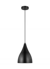 Visual Comfort & Co. Studio Collection 6545301-112 - Oden modern mid-century 1-light indoor dimmable small pendant in midnight black finish with midnight