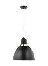 Visual Comfort & Co. Studio Collection 6680301-112 - Huey modern 1-light indoor dimmable ceiling hanging single pendant light in midnight black finish wi