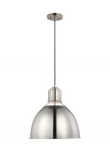 Visual Comfort & Co. Studio Collection 6680301EN3-962 - Huey modern 1-light LED indoor dimmable ceiling hanging single pendant light in brushed nickel silve
