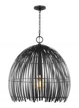 Visual Comfort & Co. Studio Collection 6722701-112 - Hanalei contemporary large 1-light indoor dimmable pendant hanging chandelier light in midnight blac