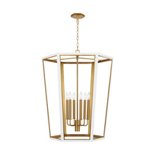 Visual Comfort & Co. Studio Collection AC1106MWTBBS - Curt traditional dimmable indoor large 6-light lantern chandelier in a matte white finish with gold