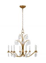 Visual Comfort & Co. Studio Collection CC1608ADB - Shannon traditional 8-light indoor dimmable large ceiling chandelier in antique gild rustic gold fin
