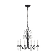 Visual Comfort & Co. Studio Collection CC1616AI - Shannon traditional 6-light indoor dimmable medium ceiling chandelier in aged iron grey finish with
