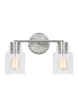 Visual Comfort & Co. Studio Collection DJV1002BS - Sayward Transitional 2-Light Bath Vanity Wall Sconce in Brushed Steel Silver Finish