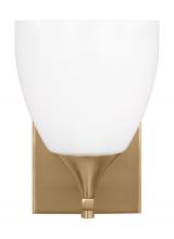 Visual Comfort & Co. Studio Collection DJV1021SB - Toffino Modern 1-Light Wall Sconce Bath Vanity in Satin Brass Gold Finish With Milk Glass Shade