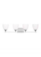 Visual Comfort & Co. Studio Collection DJV1024CH - Toffino Modern 4-Light Bath Vanity Wall Sconce in Chrome Finish With Milk Glass Shades