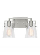 Visual Comfort & Co. Studio Collection DJV1032BS - Crofton Modern 2-Light Bath Vanity Wall Sconce in Brushed Steel Silver Finish