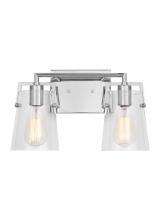 Visual Comfort & Co. Studio Collection DJV1032CH - Crofton Modern 2-Light Bath Vanity Wall Sconce in Chrome Finish With Clear Glass Shades