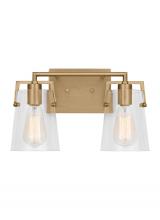 Visual Comfort & Co. Studio Collection DJV1032SB - Crofton Modern 2-Light Bath Vanity Wall Sconce in Satin Brass Gold With Clear Glass Shades