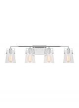 Visual Comfort & Co. Studio Collection DJV1034CH - Crofton Modern 4-Light Bath Vanity Wall Sconce in Chrome Finish With Clear Glass Shades