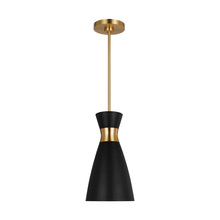 Visual Comfort & Co. Studio Collection EP1221MBKBBS - Heath modern mid-century indoor dimmable small 1-light pendant in a midnight black and burnished bra