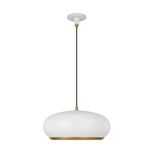 Visual Comfort & Co. Studio Collection TP1131MWTBBS - Clasica casual 1-light indoor dimmable large ceiling hanging pendant in matte white finish with aged