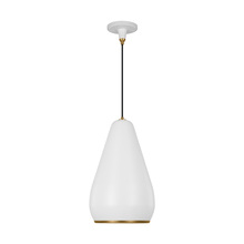 Visual Comfort & Co. Studio Collection TP1141MWTBBS - Clasica casual 1-light indoor dimmable small ceiling hanging pendant in matte white finish with aged