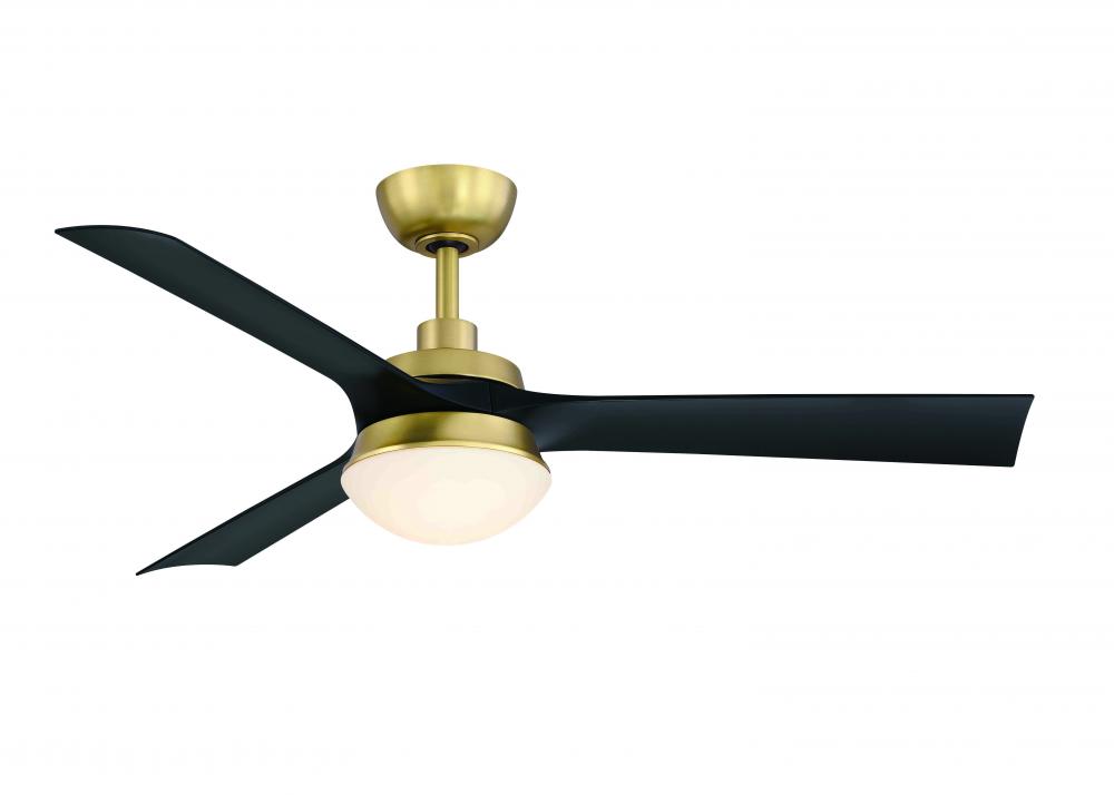 Barlow 52 inch Indoor/Outdoor Ceiling Fan with Black Blades and LED Light Kit - Brushed Satin Brass