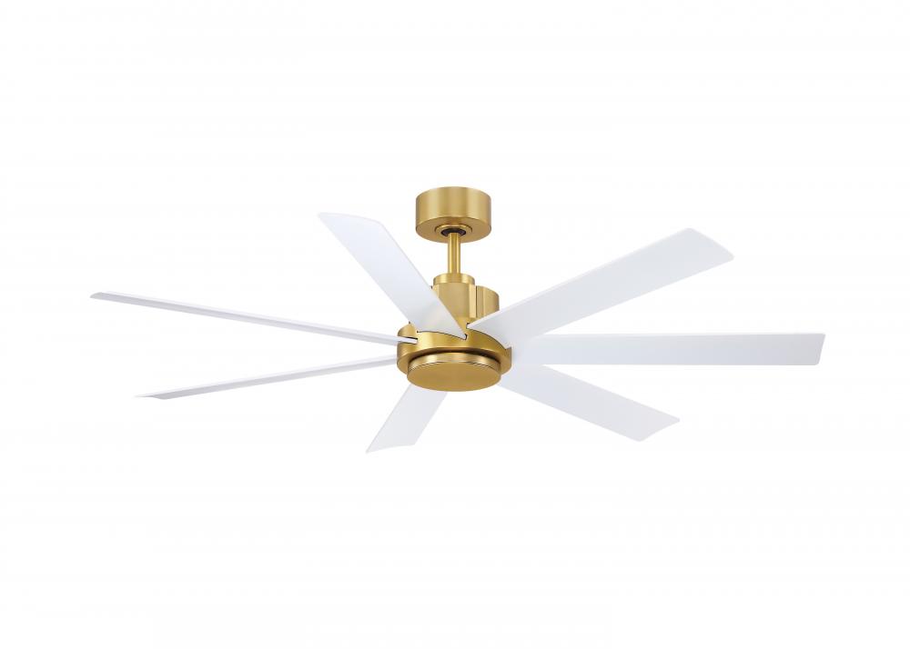 Pendry 56 inch Indoor/Outdoor Ceiling Fan with Matte White Blades - Brushed Satin Brass