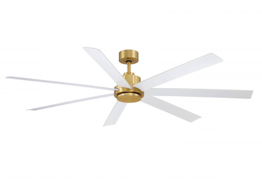Pendry 72 inch Indoor/Outdoor Ceiling Fan with Matte White Blades - Brushed Satin Brass
