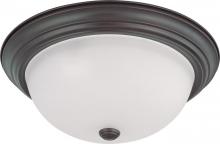 Nuvo 60/3147 - 3 Light - 15&#34; Flush with Frosted White Glass - Mahogany Bronze Finish