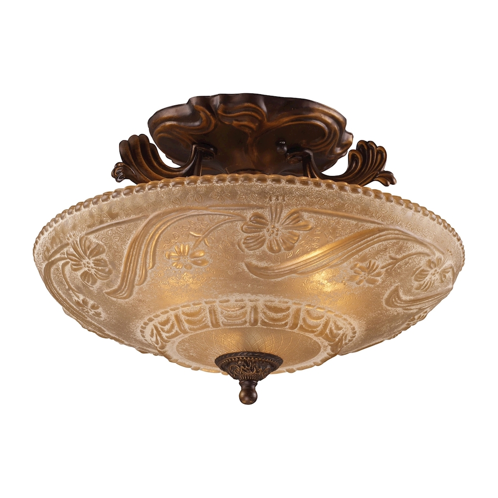 Thomas - Restoration 16'' Wide 3-Light Semi Flush Mount - Antique Golden Bronze