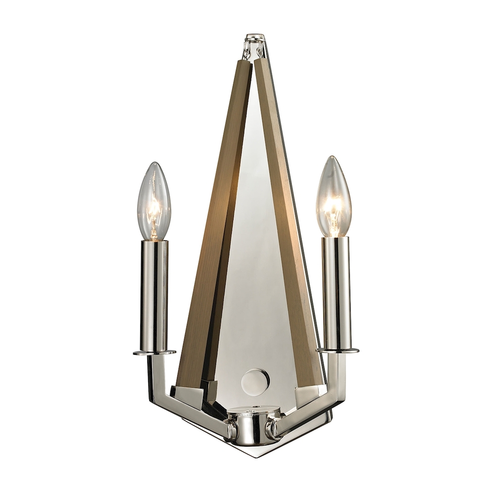 Madera 2-Light Wall Lamp in Polished Nickel and Taupe
