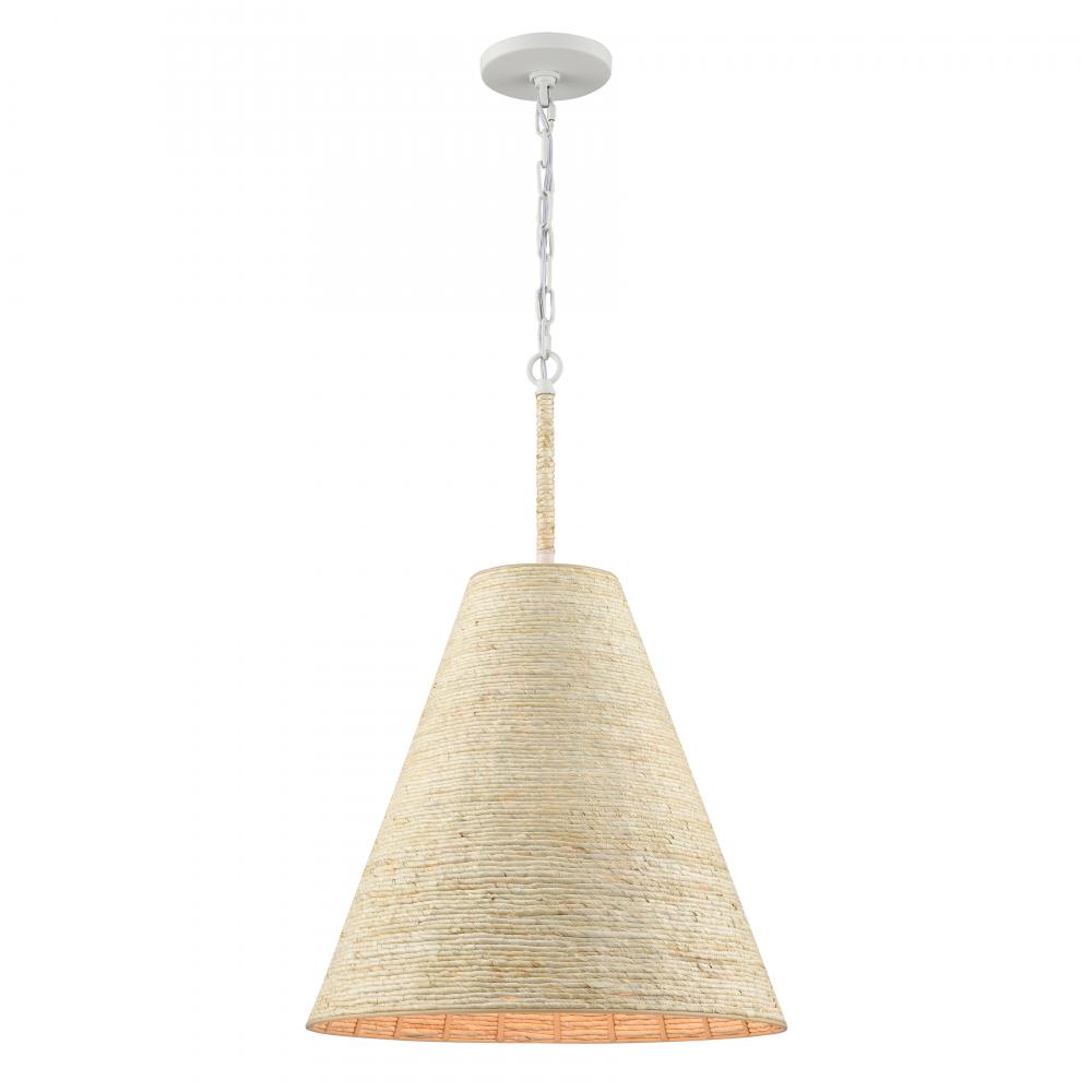 Abaca 17'' Wide 1-Light Pendant - Textured White