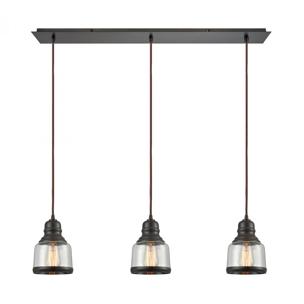 Menlow Park 3 Light Pendant In Oil Rubbed Bronze